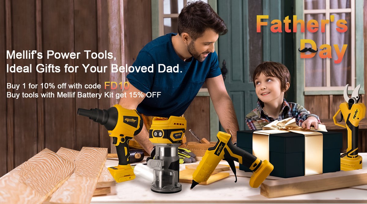 MellifOffical's tweet photo. Cheers to Dads！🍻Celebrate the father figures in your life with a token of your love. 
Buy 1 for 10% off with code：FD10 
Buy tools with Mellif Battery Kit to get 15% off 
Learn more：https://t.co/PXH3aPQRew https://t.co/KUIq60AwQu