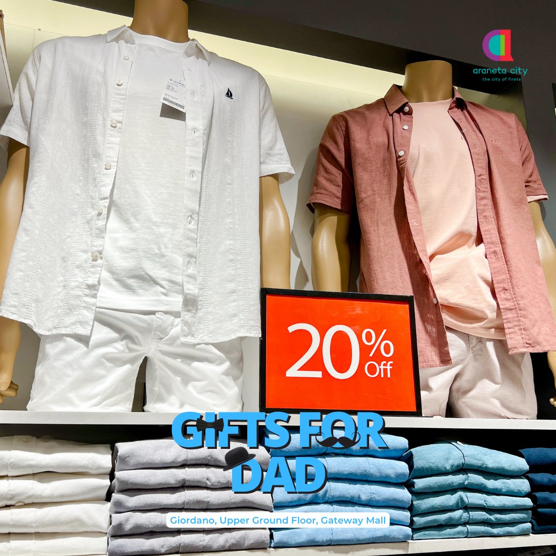 AranetaCity's tweet photo. Canβt decide what gift to buy for the best man in your life? Well, hereβs a cheat sheet! π
Find these gifts at lesser price when you shop during our end of season sale here at the #CityOfFirsts!
#AranetaAt70 #CityOfFirsts
#AranetaCity #TimeWithDad #DineWithDad #FathersDay https://t.co/qjmTEcRYZa
