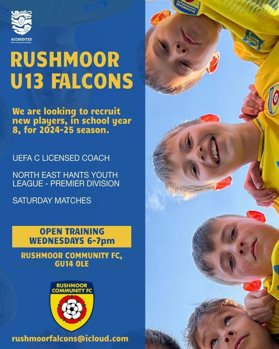 🔵🟡𝙽𝙴𝚆 𝙿𝙻𝙰𝚈𝙴𝚁𝚂 𝚆𝙰𝙽𝚃𝙴𝙳 🟡🔵

Be part of our group as we transition into 11 a side -

Come and join us for training ahead of the 24-25 season for boys going into School year 8. 

🟡🔵Football first mentality 
🟡🔵Playing football the right way