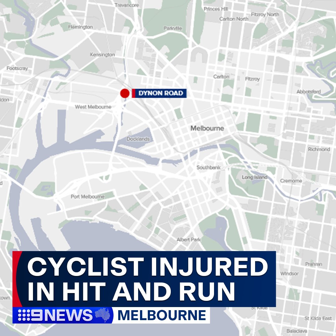 Police are appealing for help in finding a hit and run driver that left a 33-year-old woman hospitalised with serious injuries in west Melbourne.

Emergency services received a report a car crashed into a cyclist on Dynon Road near Lloyd Street about 7.25pm on May 30. #9News