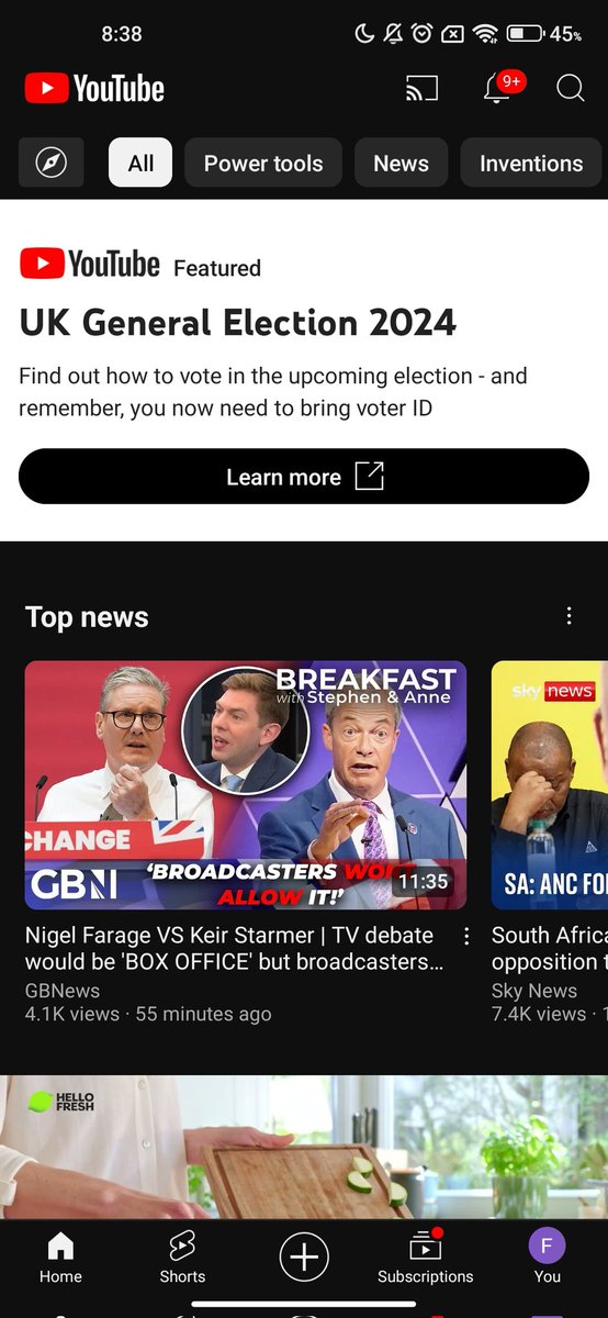 LuiCarpen's tweet image. The top news on my YouTube feed, in order:
GBNews
Sky news
Talk TV 
Daily Express 
The Telegraph
...

Now, this cannot be based on my viewing habits - why is it then?

#GeneraElection #UKNewsToday
