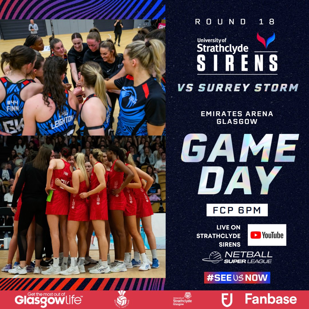 Strathclyde Sirens (@sirensnetball) on Twitter photo GAME DAY ROUND 18🧜♀️
For the last time we are taking to court at the Emirates Arena tonight at 6pm against <a href="/SurreyStorm/">Surrey Storm</a> 💙 This game will be live streamed over on our YouTube channel so make sure you tune in to watch us one last time!!
#SirensTribe #NewWave #NSL2024 GAME DAY ROUND 18🧜♀️
For the last time we are taking to court at the Emirates Arena tonight at 6pm against <a href="/SurreyStorm/">Surrey Storm</a> 💙 This game will be live streamed over on our YouTube channel so make sure you tune in to watch us one last time!!
#SirensTribe #NewWave #NSL2024