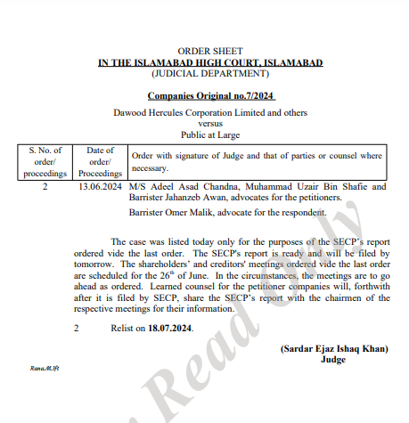 WealthWise15992's tweet image. #ENGRO &amp;amp; #DAWH Merger Update:
#PSX #KSE100

1. SECP filed their report ✅.

2. The Shareholders &amp;amp; Creditors meeting on 26.06.2024.

3. Next hearing on 18.07.2024.

Most likely the transaction will be approved on 18.07.2024