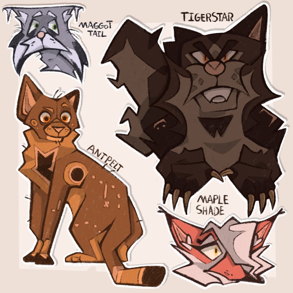 Reagan_Calamity's tweet photo. handful of catty villains- stylistic test while i continue to gather my bearings in a newly moved in apartment. lots more on the way soon cheers
_
#illustration #warriorcats #warriors #warriorcatsart #art #tigerstar #mapleshade #antpelt #maggottail https://t.co/8gtAS8tXpr