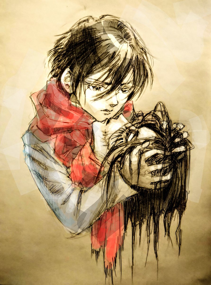 unitosarasa's tweet image. LAST KISS
「行ってらっしゃい」

#DRAWING　#シャーペン　#SMARTPHONEprocessing　#進撃の巨人エレミカFANART