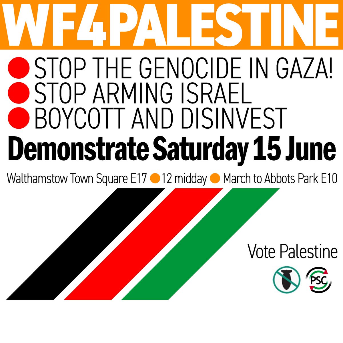 #Walthamstow #WalthamForest. Turn out! Show up 4 #Gaza today #PalestineGenocide