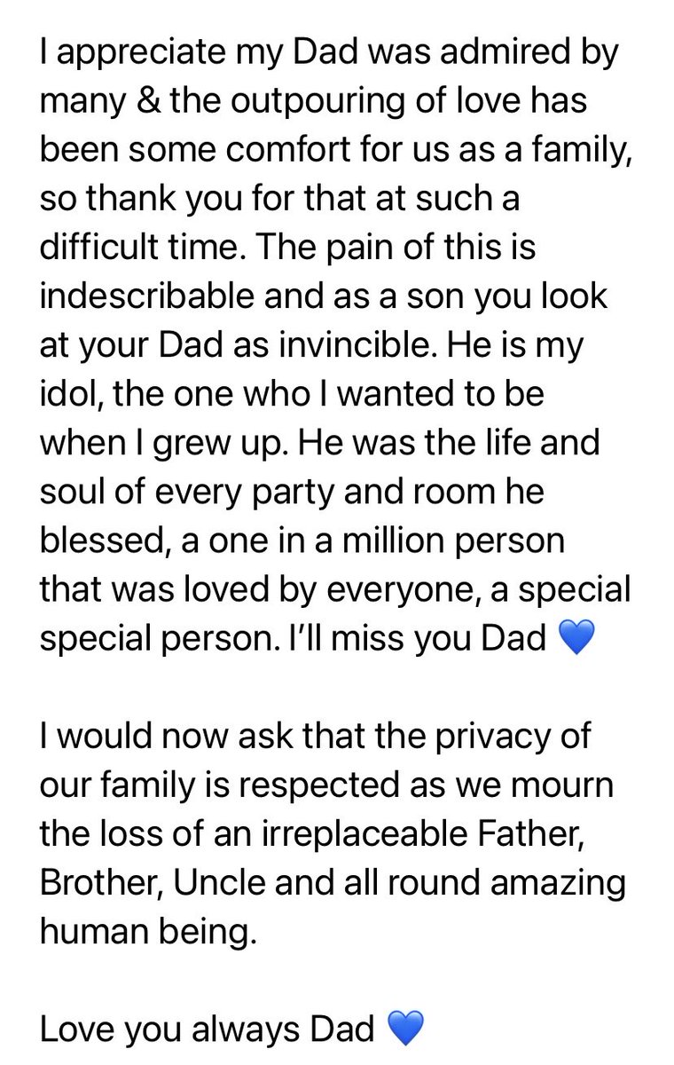 A message on behalf of Tyrese Campbell, Kevin’s son 🙏💙