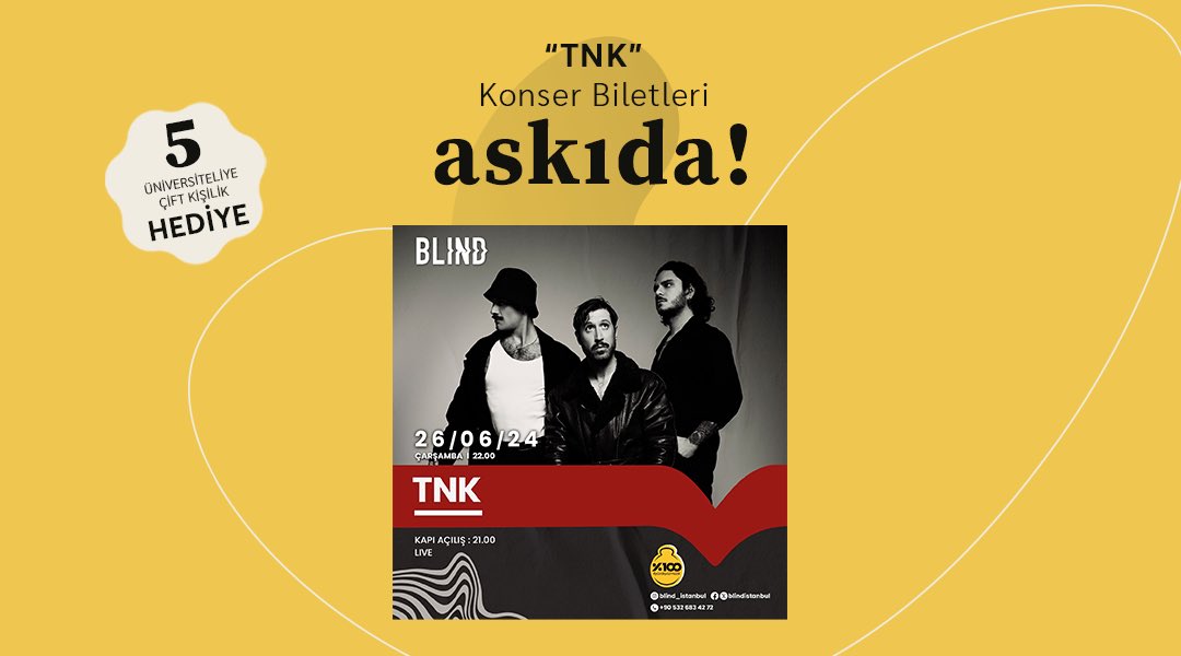 “TNK Konseri” İstanbul’da! <a href="/tnkband/">TNK</a> desteğiyle RT'leyen 5 üniversiteliye çift kişilik bilet hediye!