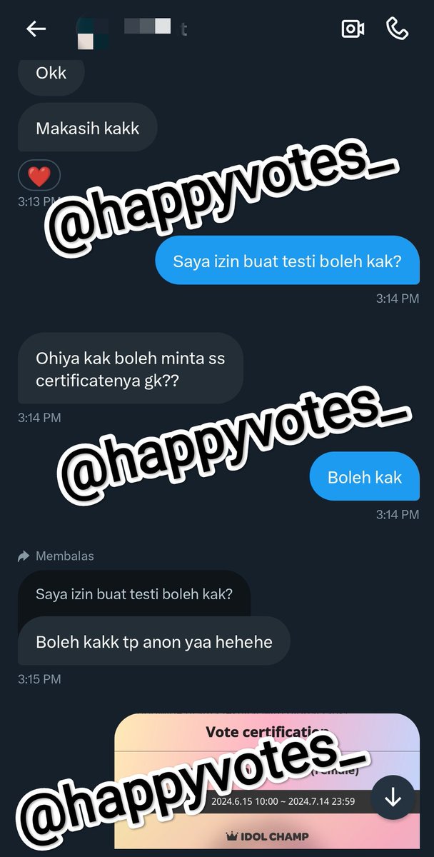 happyvotes_'s tweet photo. [99] SABTU  / 15 JUNI 2024

IDOL CHAMP CHAMSIM

1.000 ❤️  CHAMSIM
TERJUAL KEPADA @/ANON

terima kasih telah order di @happyvotes_ semoga selalu memberikan pelayanan yang terbaik kepada customer ♥️

--- AMANAH SELALU---

#HAPPYVOTESTESTI
#IDOLCHAMP https://t.co/zJOHGSe2UX