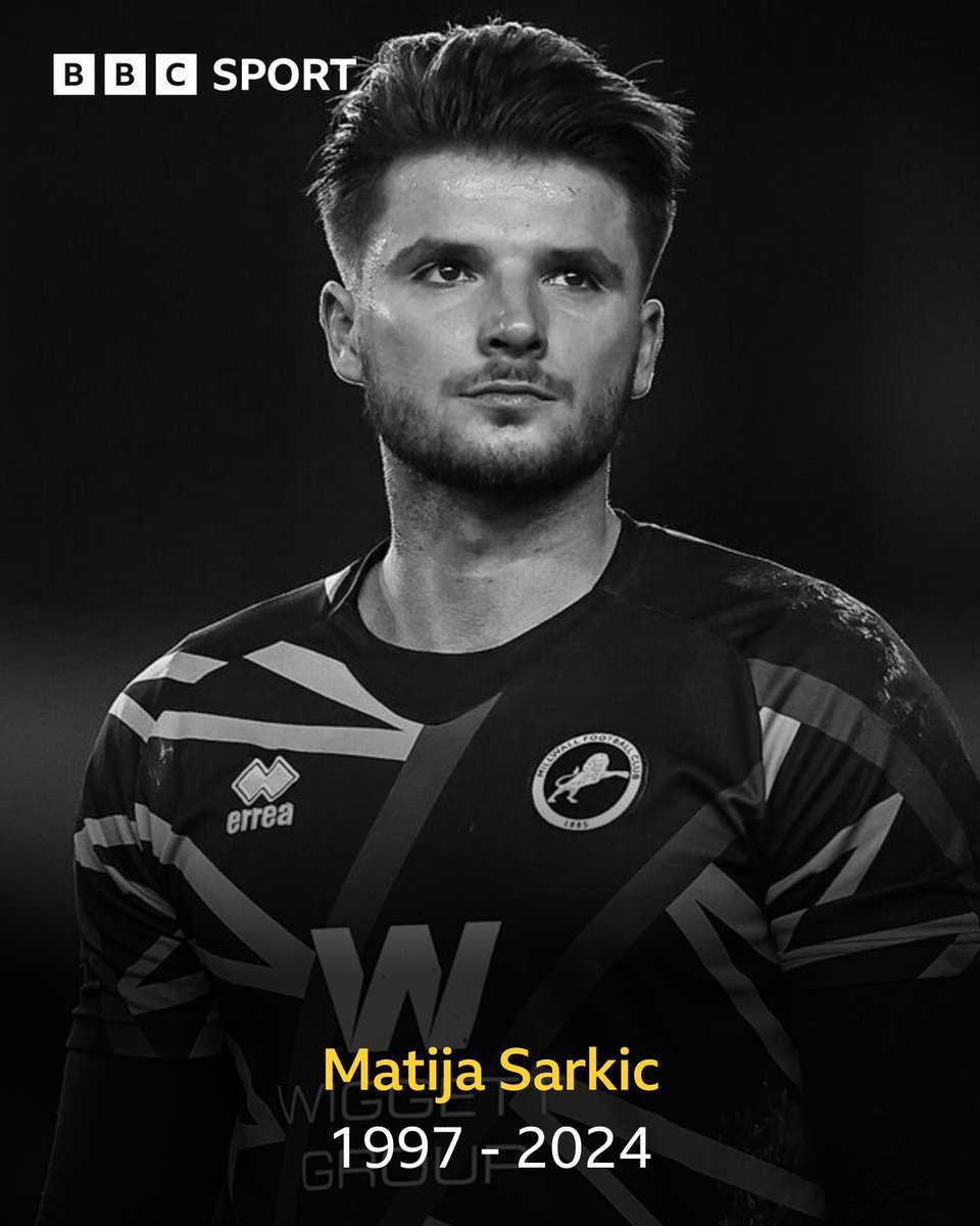 BBCSport's tweet photo. Millwall and Montenegro goalkeeper Matija Sarkic has passed away aged 26, the club has confirmed.

Our thoughts are with Matija's family and friends at this time. https://t.co/xilUxLnhn7