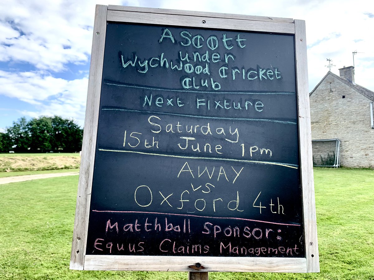 Today we’re going to play at <a href="/oxcricketclub/">Oxford Cricket Club</a> 4th XI in <a href="/Cherwellcricket/">Cherwell Cricket League</a> Div 7B.
Hopefully ☔️ showers will keep away! 
Four changes to the AUWCC XI include a first league appearance of the season for Tim Davies. 
Thanks to our match-ball sponsor today:
equusclaimsmanagement.co.uk 🐎