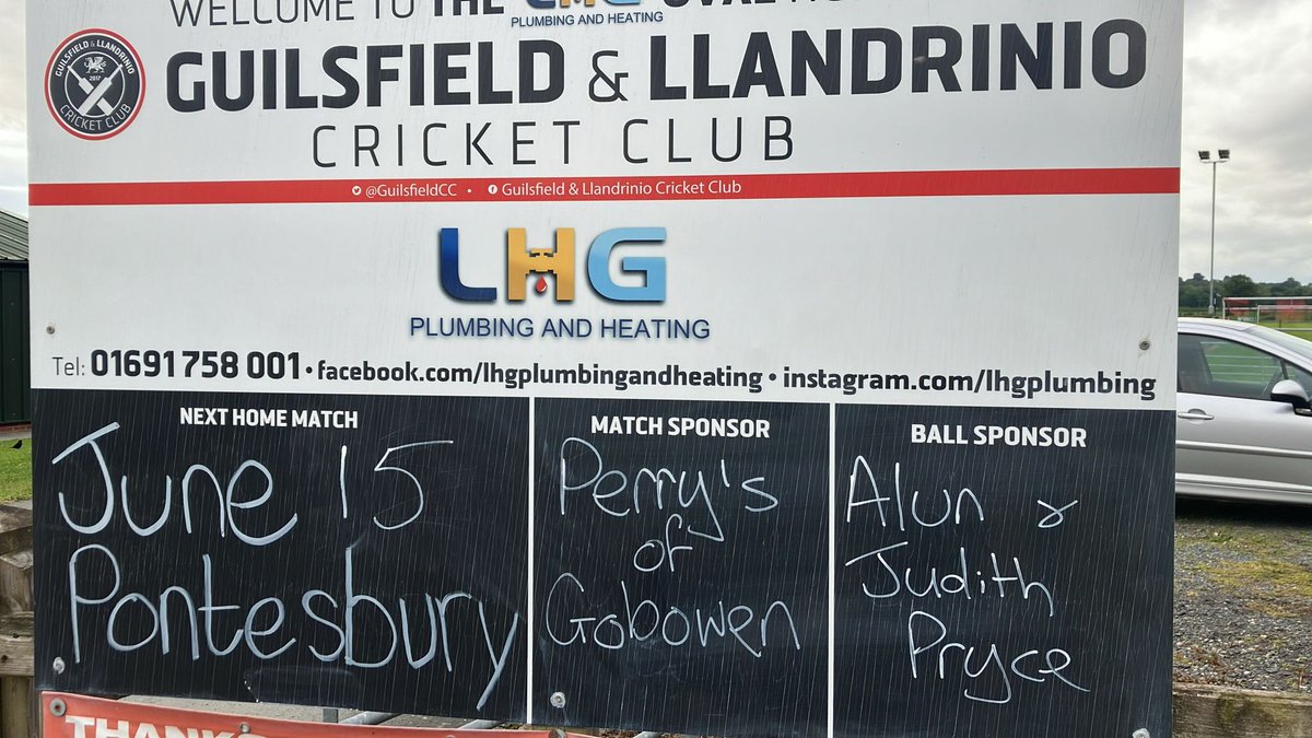 Guilsfield & Llandrinio Cricket Club (@guilsfieldcc) on Twitter photo Team news,
1sts host @Pontesbury 1sts at The LHG Oval, while the 2nds travel to <a href="/corvedaleccc/">CorvedaleCCC</a>
Many thanks to home game sponsors, the match sponsor is Perrys of Gobowen and the ball sponsor, Alun & Judith Pryce. 🌧️ 🏏 Team news,
1sts host @Pontesbury 1sts at The LHG Oval, while the 2nds travel to <a href="/corvedaleccc/">CorvedaleCCC</a>
Many thanks to home game sponsors, the match sponsor is Perrys of Gobowen and the ball sponsor, Alun & Judith Pryce. 🌧️ 🏏