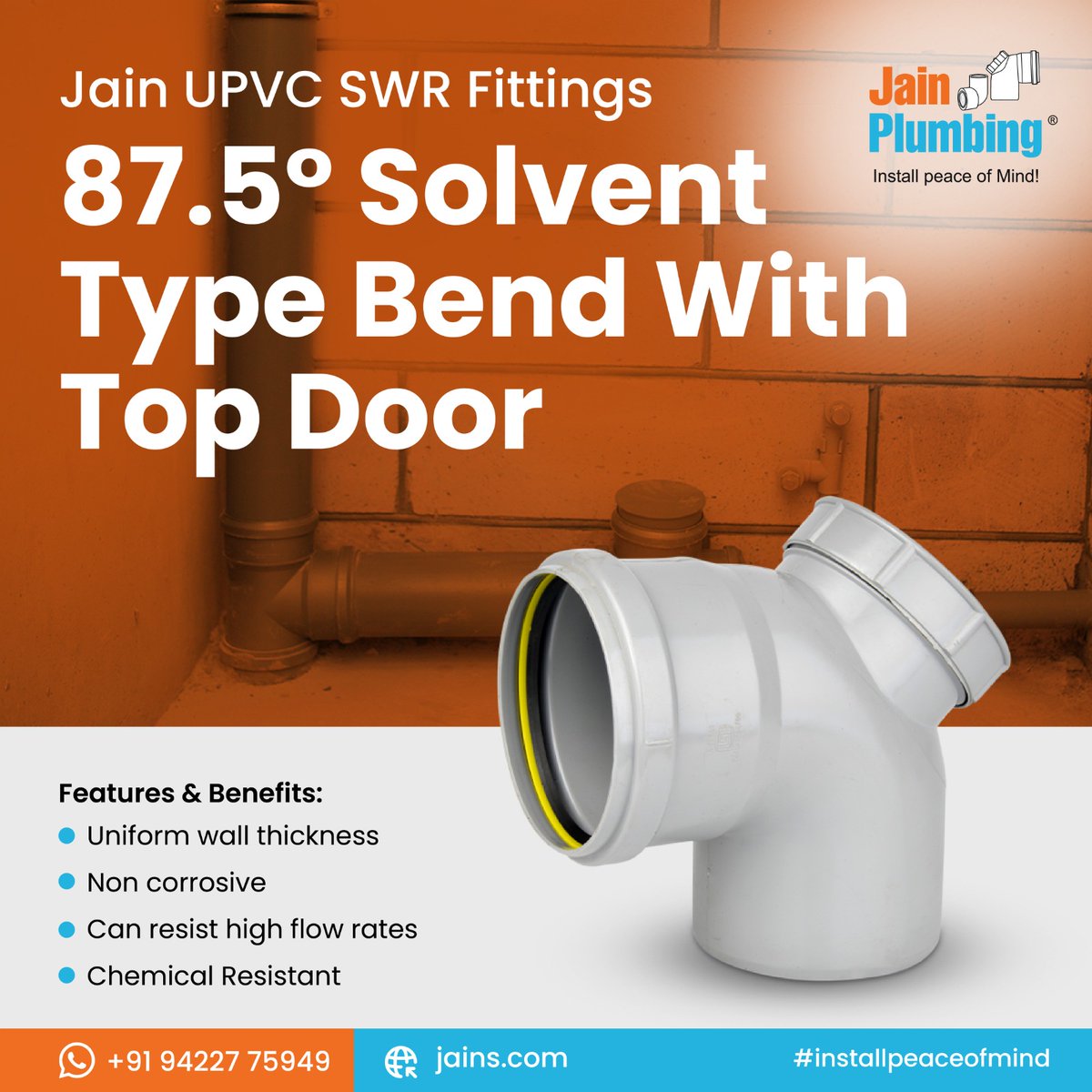 JainPlumbing's tweet image. 🗣Upscale your plumbing systems with Jain UPVC SWR Fittings, specifically designed for optimal performance and durability. Our 87.5° Solvent Type Bend with Top Door offers unparalleled benefits for both residential and commercial applications✔💯
#jainplumbing #fittings #swr