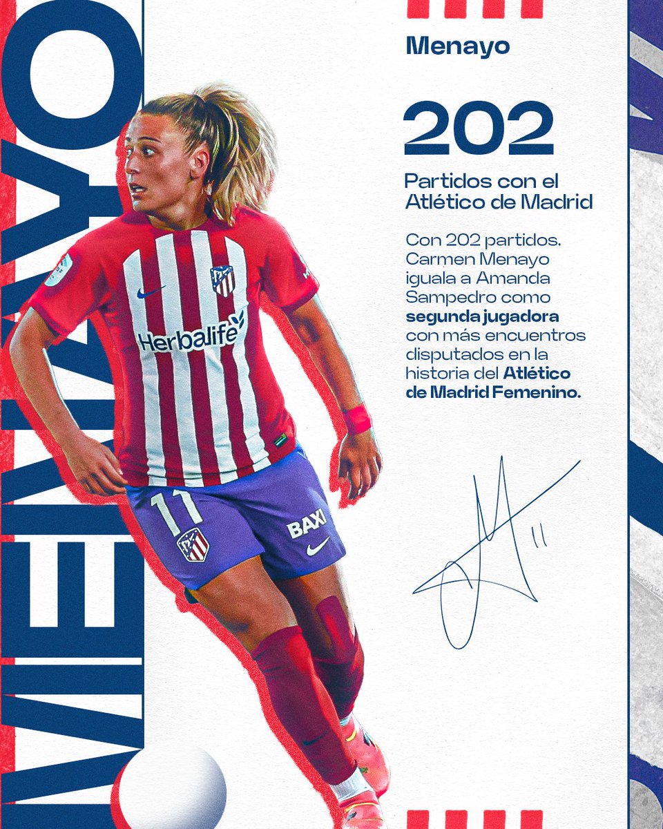 AtletiFemenino's tweet photo. 𝐇𝐢𝐬𝐭𝐨𝐫𝐢𝐚 del Atlético de Madrid ❤️🤍

¡Enhorabuena, Carmen! 😍 https://t.co/l8Em6WC86Q