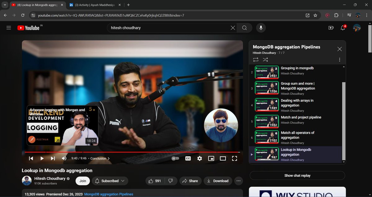 ayushmadhesia's tweet image. Diving deep into MongoDB&apos;s powerful aggregation framework has been an eye-opening experience. From transforming and analyzing data to extracting meaningful insights, I&apos;ve gained a wealth of knowledge that&apos;s already making a big difference in my projects.
#hiteshdotcom