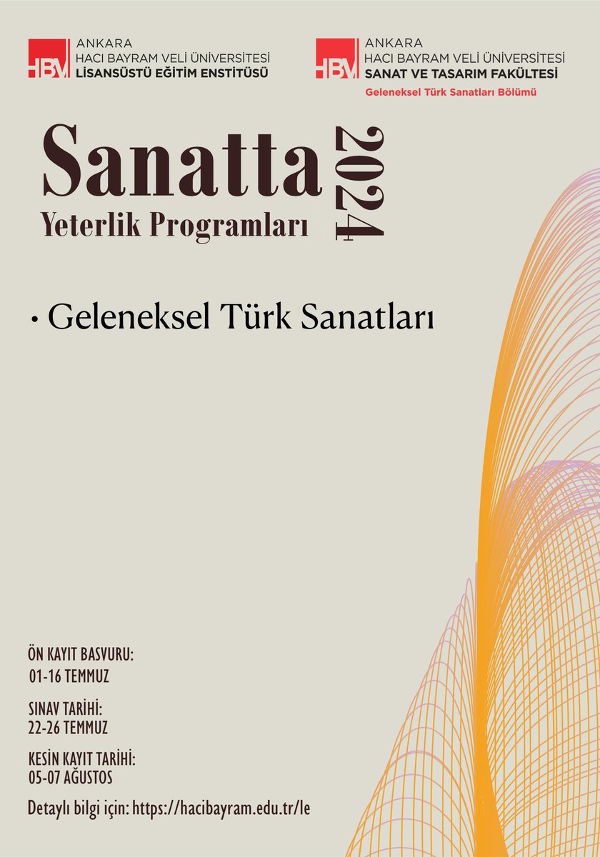 hbv_lisansustu's tweet photo. Geleneksel Türk Sanatları Bölümü Sanatta Yeterlik ve Tezli Yüksek Lisans Programları için başvurular 01-16 Temmuz 2024 tarihlerinde alınacaktır. 📌 https://t.co/II0RMwBUG3