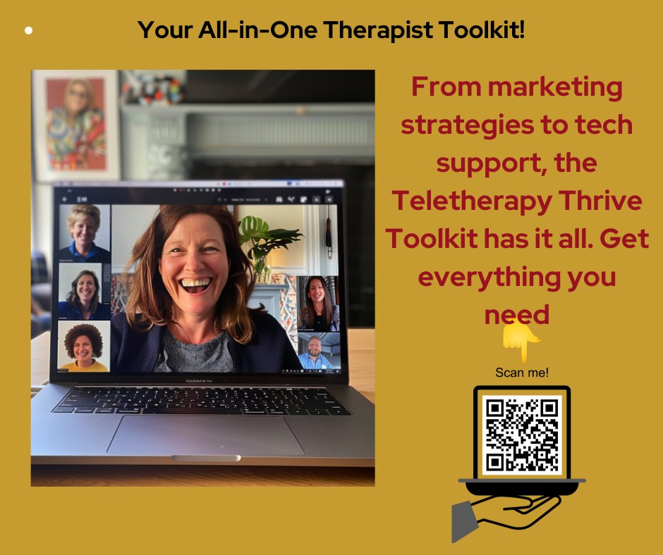 bevjessup's tweet photo. Everything you need to build your online practice is right here! From marketing strategies to tech support, the Teletherapy Thrive Toolkit has it all. Get everything you need: https://t.co/MVhmIhuhIG https://t.co/FG4chd9DVA
