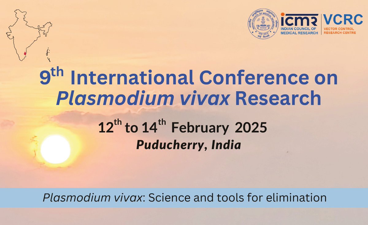 MESAmalaria's tweet image. 📅 Save the date! @icpvr2025 will take place in Puducherry, India, from Feb 12-14, 2025. 

Engage with key topics in P. vivax research and innovation. 🦟🔬

Early bird registrations until Aug 31
ow.ly/lkzy50RXRz8
