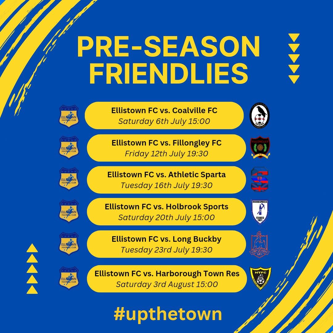 Our pre-season friendlies are now locked in and we are looking forward to our 1st friendly on July 6th v Coalville Town.
