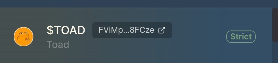 $TOAD has officially entered the strict list of <a href="/JupiterExchange/">Jupiter</a>!
This will alleviate many of the doubts about it and will make you understand our seriousness and determination in reaching big targets.
We are not the classic pump and dump; we will build something big!🐸
$SOL