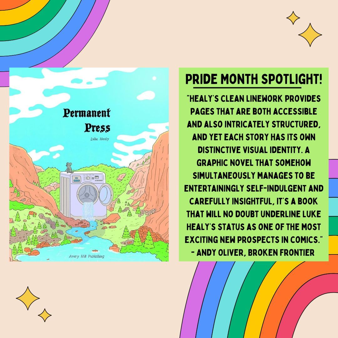 Avery Hill Publishing (@averyhillpubl) on Twitter photo This Pride Month, we're going to be spotlighting some of our LGBTQIA+ stories and creators.
First up, we have the wildly relatable Permanent Press by <a href="/LukeHealy/">Luke Healy</a>. Have you read it yet?
Available here: buff.ly/44kDAP8 This Pride Month, we're going to be spotlighting some of our LGBTQIA+ stories and creators.
First up, we have the wildly relatable Permanent Press by <a href="/LukeHealy/">Luke Healy</a>. Have you read it yet?
Available here: buff.ly/44kDAP8