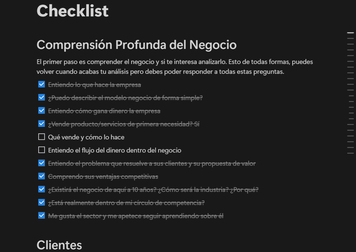 Charlie Munger y este libro me convencieron para crear un checklist de inversión

Mi Checklist cuenta ahora mismo con más de 250 puntos de comprobación que me ayudan a no olvidarme de nada y no caer en los mismos errores

Si quieres te la envío:

Comenta: “la quiero” y RT