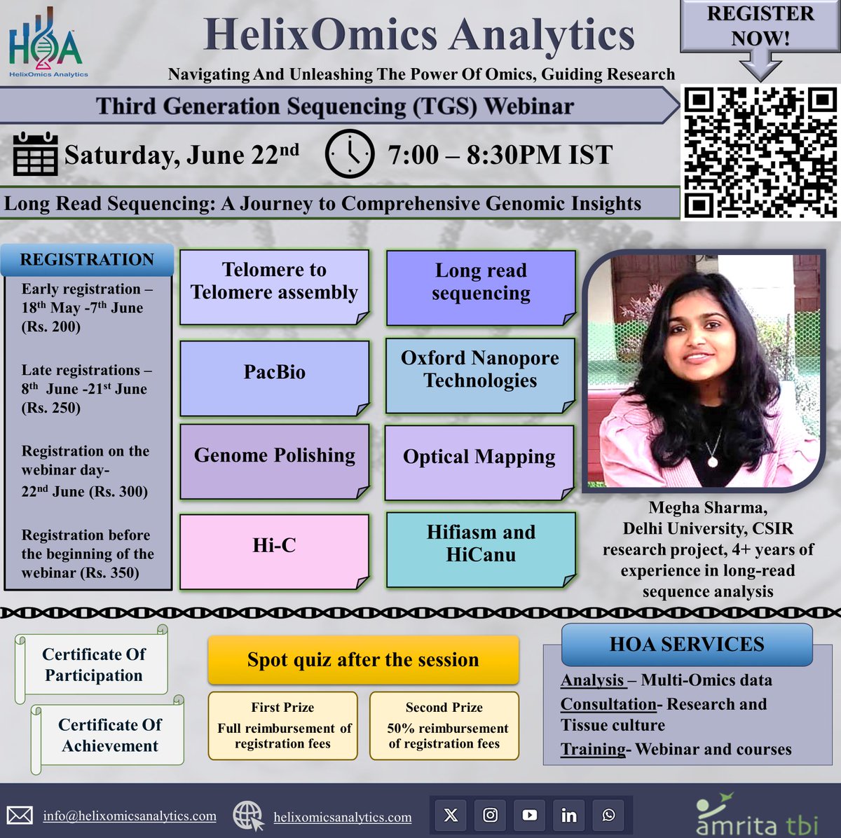 Helixomics15742's tweet image. Join our webinar on Third Generation Sequencing (TGS)
🗓️ Date: Saturday, June 22nd
🕖 Time: 7:00 – 8:30 PM IST
Register Now: helixomicsanalytics.com

#genomics #opticalmapping #helixomicsanalytics #tgswebinar #biotech #innovation