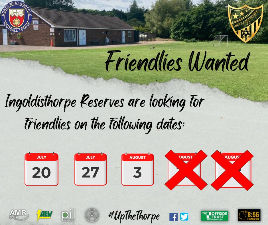 2 friendly spaces already filled, 3 remaining.

If you have availability for the below dates please get in touch!