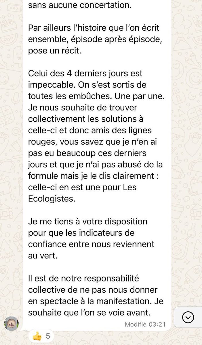SachaNelken's tweet photo. 🔴 Le message envoyé ce matin par Marine Tondelier aux chefs de partis du #FrontPopulaire. On y apprend notamment que Manuel Bompard s’était visiblement engagé oralement à ne pas « purger » certains députés sortants. @libe https://t.co/vkWPgWZv7u