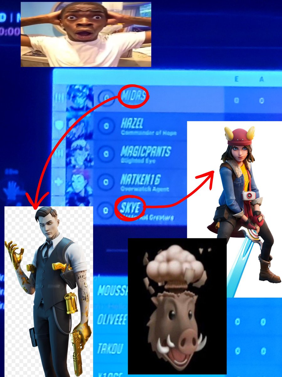 inkqinkyink's tweet photo. Crazy coincidence that I just came across on #overwatch like 10 minutes ago #midas #midasfortnite #skye #skyefortnite #fortnite https://t.co/8p74Dv0wsx