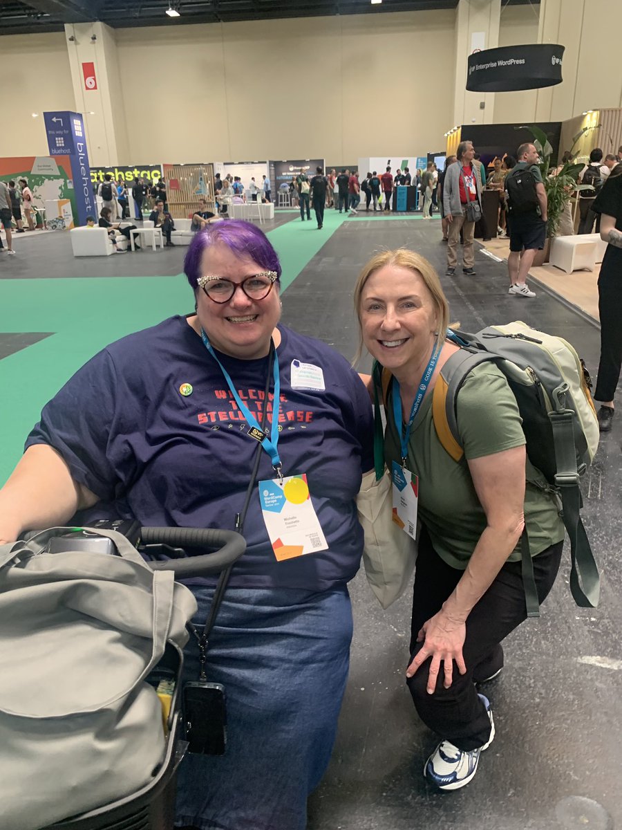 Always great to meet <a href="/michelleames/">Michelle Frechette 🌻🌻🌻</a> at WordCamps and take our #MichelleAndMe photo. #WCEU24 #WordPress #WordCampLife