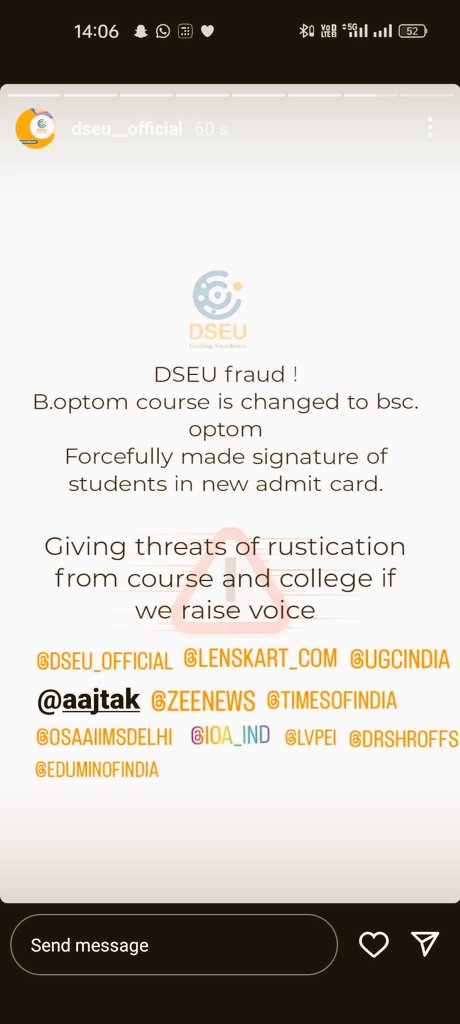 Disha1537660521's tweet photo. DSEU's unexpected change from B . Optometry to  Bs optometry disrupt are academic plan. we need answer!
#DSEUFRAUD https://t.co/q1tffiuPkV