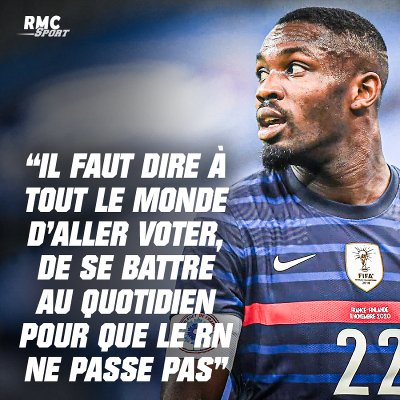 RMCsport's tweet photo. 🗣️ La prise de parole forte de Marcus Thuram sur l'actualité politique en France : "Il faut dire à tout le monde d'aller voter, se battre au quotidien pour que le RN ne passe pas. Ce n'est pas assez de dire qu'il faut aller voter."