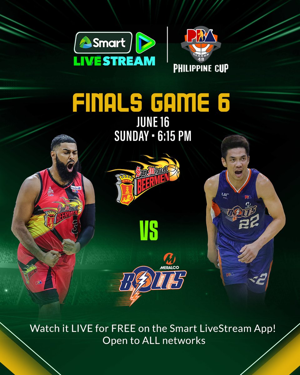 LiveSmart's tweet photo. Meralco is 1 win away from the championship! Do they get it done, or will SMB force a decisive Game 7! β‘οΈ
Stream Game 6 on the Smart LiveStream App, FREE for all networks.
Download the app now https://t.co/RYkW2lwIWC or stream via web on https://t.co/GaDp1mTrDP.
#PBAOnSmart https://t.co/wAkP61AX75