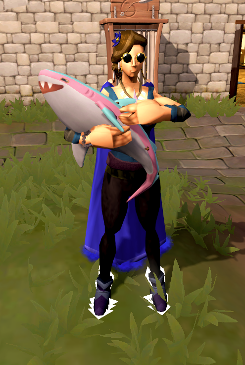 CaraCaedo's tweet photo. Credit where credits due, the pride event in RS3 is a cute little event! Loving the lil' parade going round Varrock and never gonna complain about getting the trans rights shark 😎 https://t.co/bttBGI6FQE