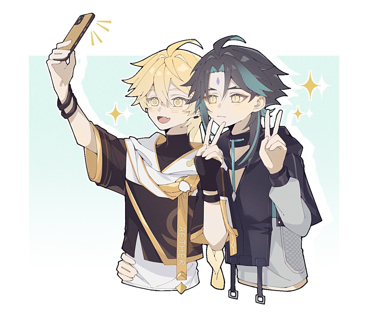 jianjiane's tweet image. #魈空 #XiaoAether #xiaoether
【魈空】极速的摸了🥰🥰

（警官魈×医生空是亲友点的，空空的衣服是克洛琳德传说里的那个新衣服🤤🤤）