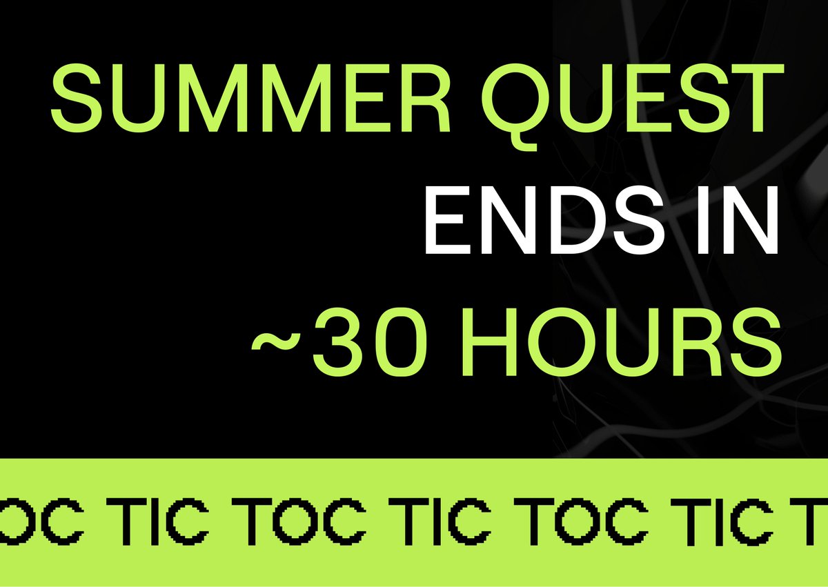 ⏰ Tic Toc, Anon! ☕️
Less than 30 hours left to finish the Summer Quest!

Complete the Quest to snap BPs and enter the $10,000 USDT giveaway! 💸

🔸 Need a shortcut to Tasks? Go! Go! 
Tap here: t.me/BlumCryptoBot/…). But gently, please!