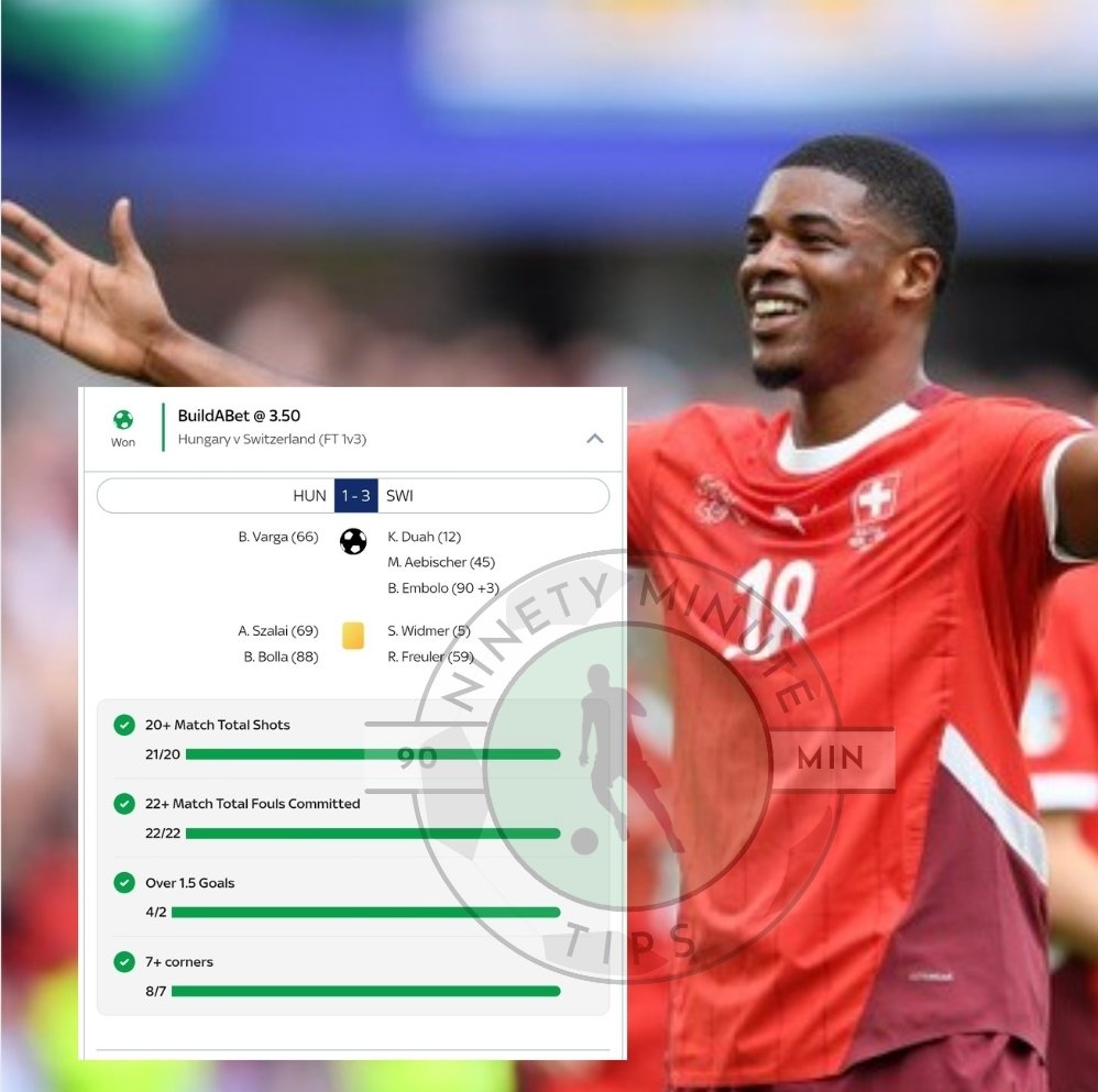 NinetyMinTips's tweet image. Hungary v Switzerland 

We take this small 3.50 #Inplay bet for the later games

#EURo2024
#Hungary 
#Switzerland