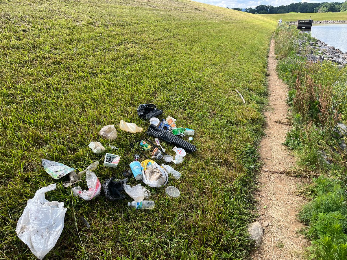 ErieBeach's tweet photo. Spent an hour cleaning up the rocks at Briar Creek Lake today. Lots of plastic removed to save the fish and wildlife. https://t.co/0Q5ZBe0EaX
