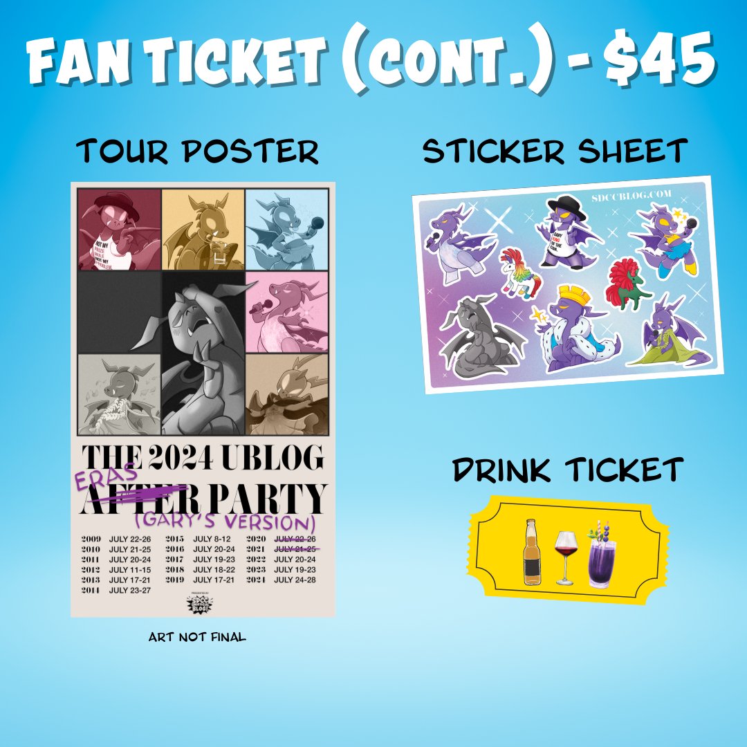 SD_Comic_Con's tweet photo. Come celebrate the UBlog's 15th anniversary with us to close out #SDCC at our Eras After Party.

Tickets on sale Monday at 10am PT (for general public), and you'll get some enchanted merch (plus LOTS of giveaways at the party). Info: https://t.co/KKNhn9rAbe https://t.co/hIrOfkvUYz