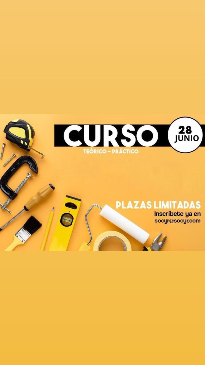 "Buenos días,
¡Quedan solo 5 plazas disponibles para el CURSO práctico sobre impermeabilización y aislamientos en SOCYR el viernes 28 de junio! ¡No te lo pierdas! Puedes inscribirte en el enlace bit.ly/inscripción-cu…