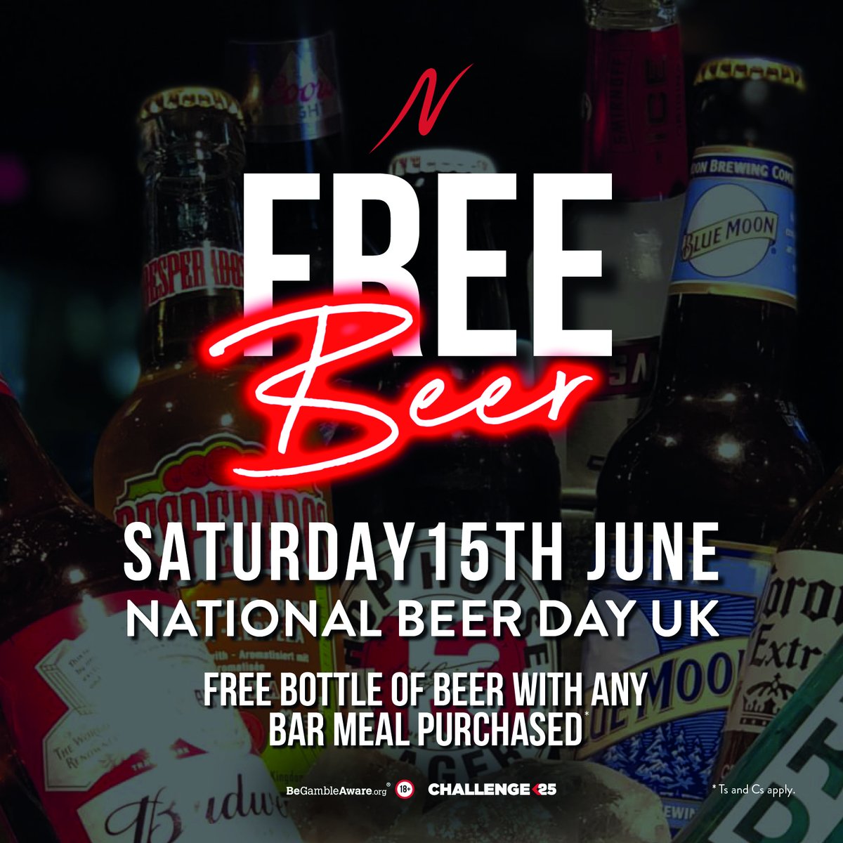 Happy National Beer Day 🎉 

Find your 'hoppy place' at Napoleons Bradford today with a FREE bottle of beer when you purchase any bar meal 🍻 

⏰ 5-10pm