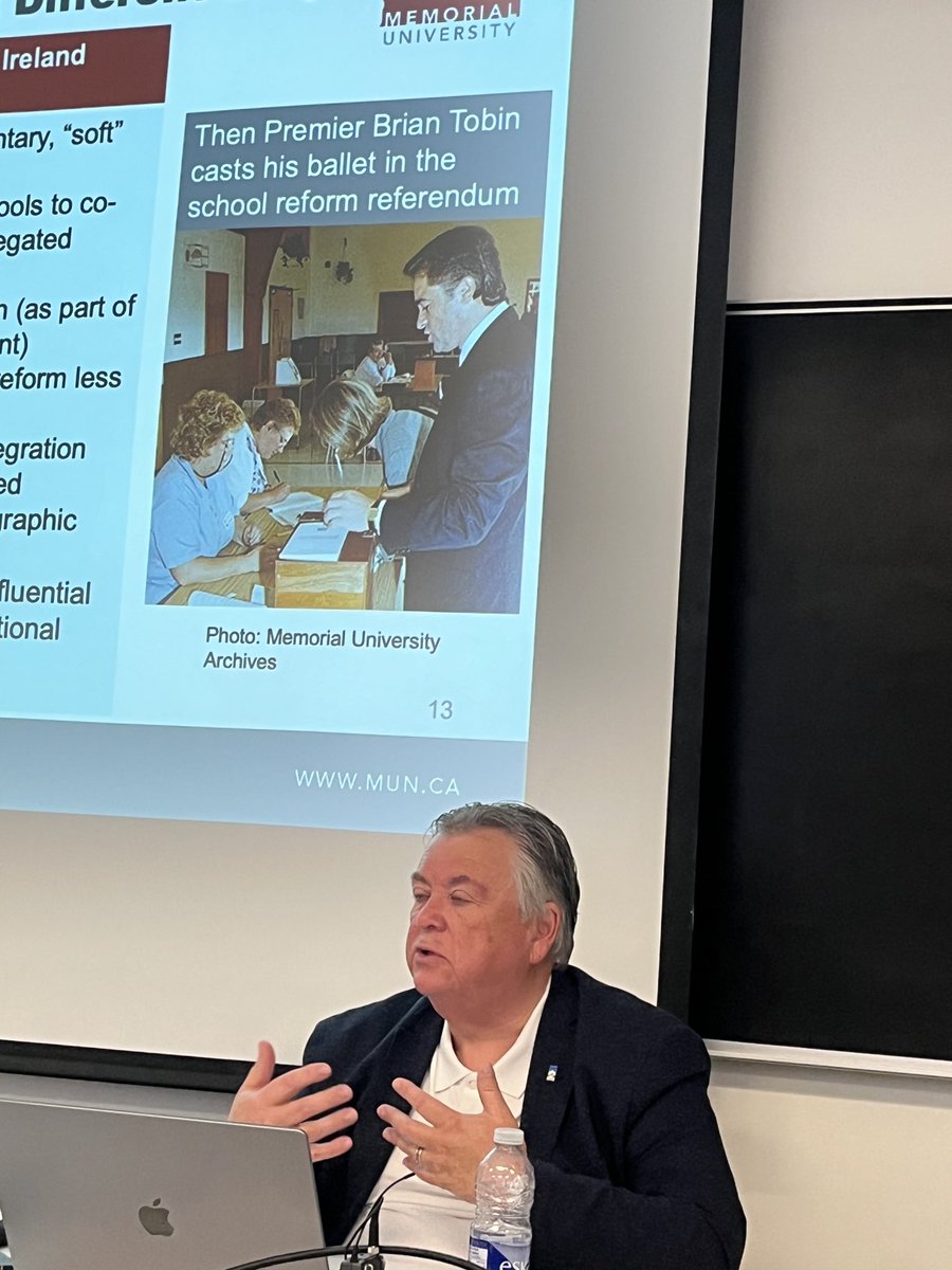 Educhatter's tweet photo. Reforming Denominational Education Structures: Memorial University's Gerald Galway compares the Newfoundland merger with that of Northern Ireland. Why did it fall short in Northern Ireland? @CASEA_ACEAS #cdned #NLed #NLpoli #CMEC https://t.co/CYNFXWpK3M