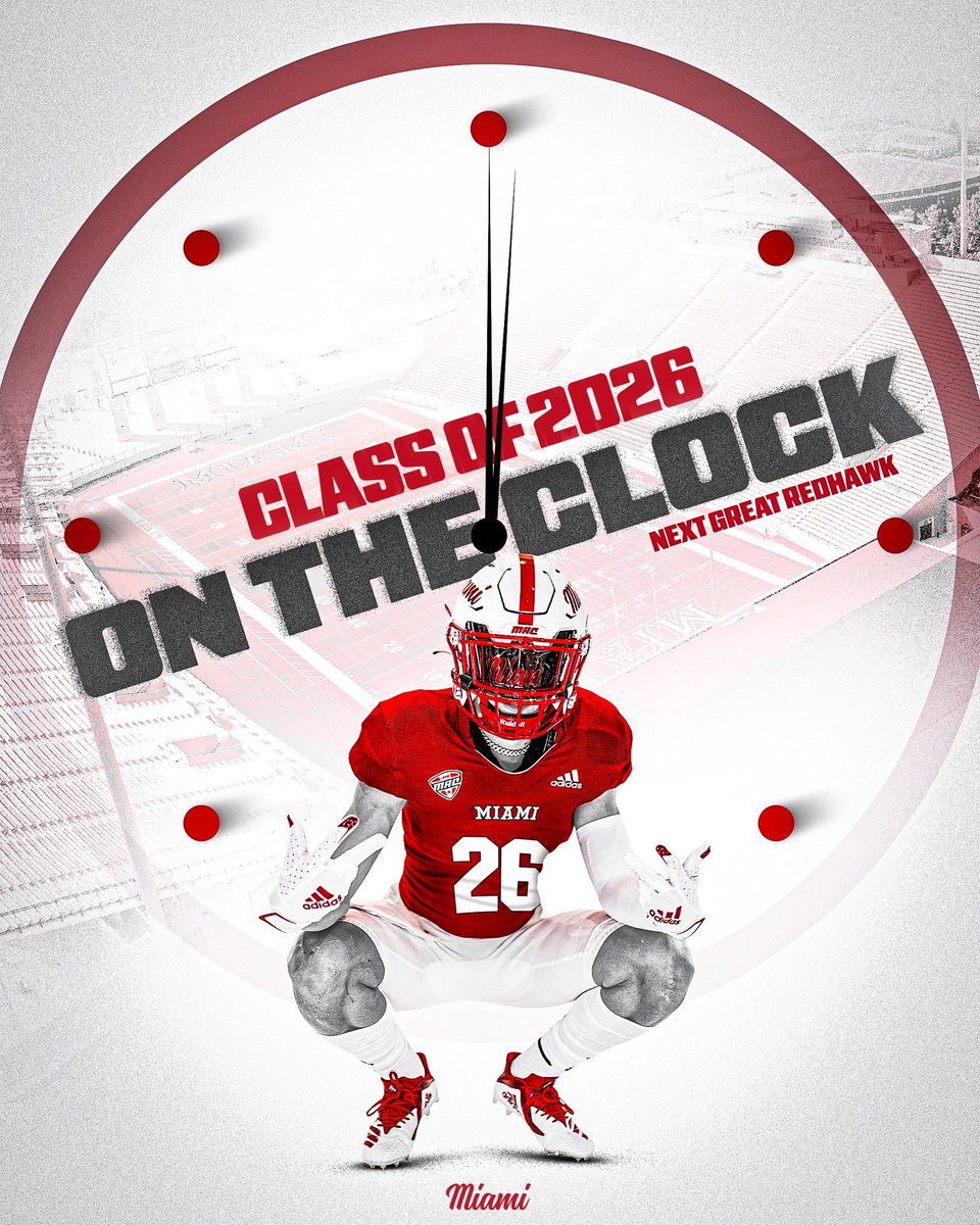 MiamiOHFootball's tweet photo. Class of 2026 you’re officially on the clock‼️

👀 https://t.co/gsFx2rBWBy
