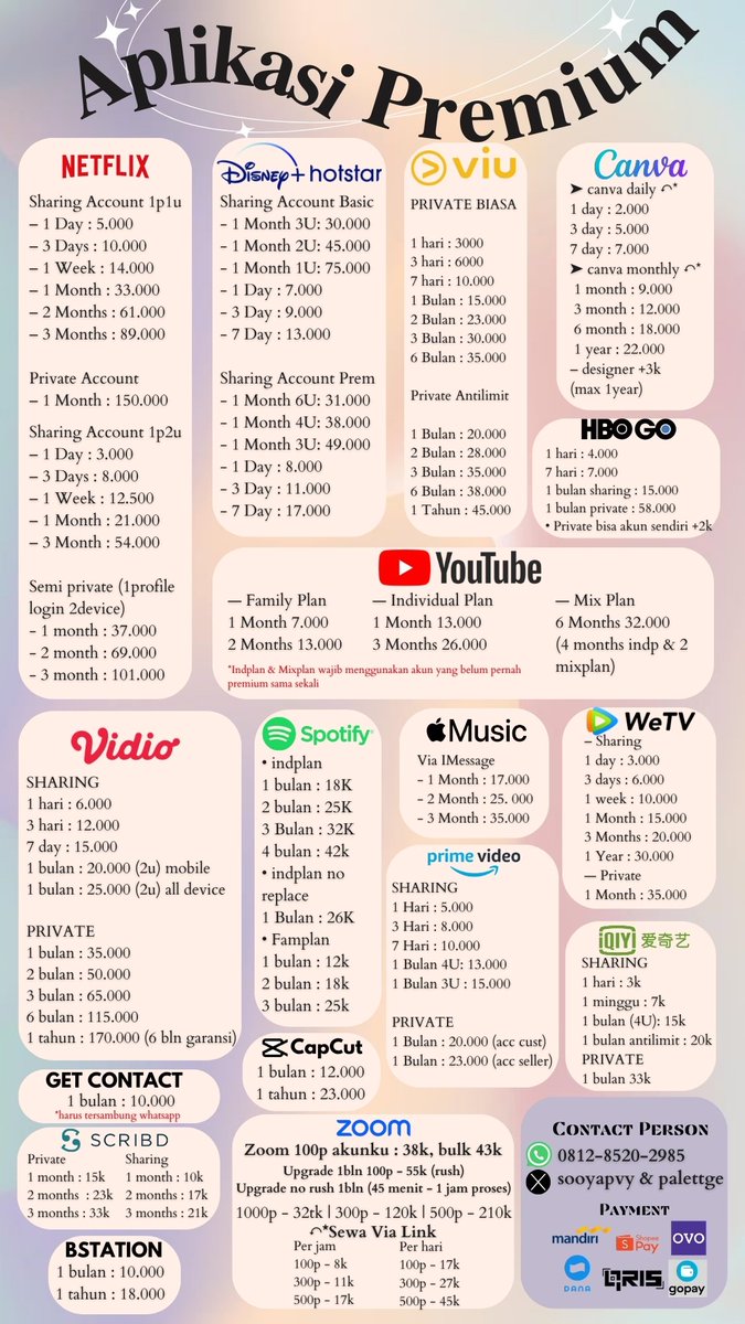 Ada PROMO APLIKASI PREMIUM NIH yuk di order! trusted, ada garansi, gercep bgt🔥
💰 : all e-wallet &amp; qris
📩 : wa.me/6281285202985
#zonauang #zonajajan #zonaba