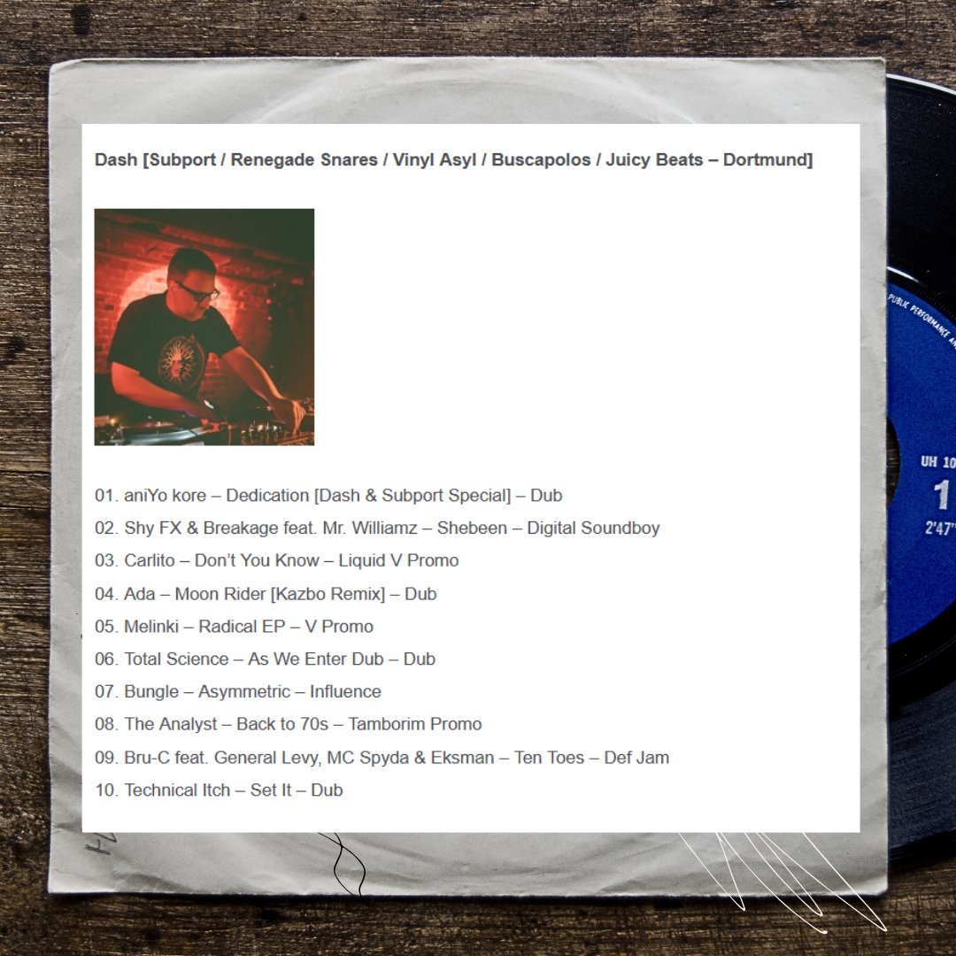 Dash (@djdashgermany) on Twitter photo official #DrumandBass #charts #Germany
Dash <a href="/DjDashGermany/">Dash</a> top ten picks*
incl. <a href="/planetvmusic/">Planet V</a> <a href="/DNBBRecords/">DNBB Records</a> <a href="/ShyFX/">SHY FX</a> @kazbosound <a href="/djmelinki/">Melinki</a> <a href="/techitchUK/">Tech Itch Recordings</a> <a href="/Breakage/">Breakage</a> <a href="/Mcspyda1/">Mc spyda</a> <a href="/Generallevy/">General levy</a> and more
*big up to #baessede official #DrumandBass #charts #Germany
Dash <a href="/DjDashGermany/">Dash</a> top ten picks*
incl. <a href="/planetvmusic/">Planet V</a> <a href="/DNBBRecords/">DNBB Records</a> <a href="/ShyFX/">SHY FX</a> @kazbosound <a href="/djmelinki/">Melinki</a> <a href="/techitchUK/">Tech Itch Recordings</a> <a href="/Breakage/">Breakage</a> <a href="/Mcspyda1/">Mc spyda</a> <a href="/Generallevy/">General levy</a> and more
*big up to #baessede