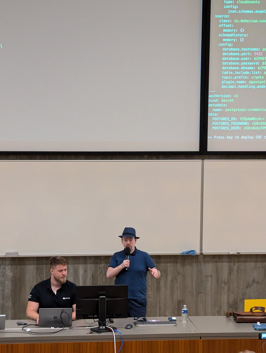 scholzj's tweet image. @jcechace and @OBabec talk about @debezium and @KnativeProject working together to do change data capture and event processing at #DevConf_CZ.