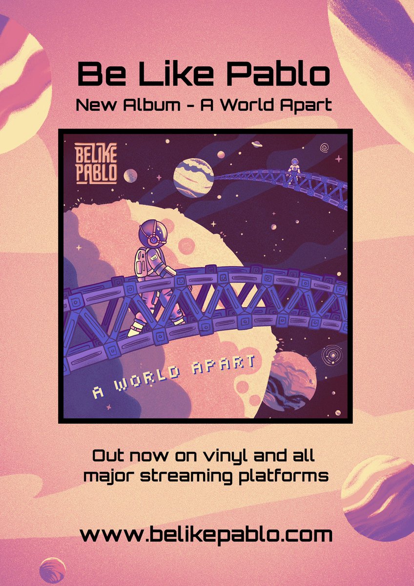 New album out NOW!! Be Like Pablo - A World Apart. Spotify, iTunes, Amazon Music, YouTube etc. And also on vinyl: bit.ly/belikepabloshop 

We’ll be playing the album in its entirety TONIGHT at The Carlton Hotel Forres. Tickets: bit.ly/pablobadactress

Go, go, GO!