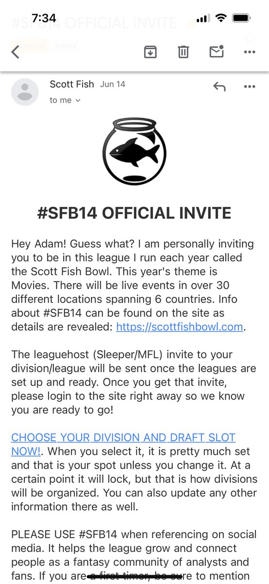 Biggest wave I’ve caught all summer! And I don’t even surf!

Always happy to receive this email. #SFB14 is the best fantasy football league I play in and all in the name of charity. What’s better than that?!

Thank you <a href="/ScottFish24/">Scott Fish</a> and <a href="/Spydes78/">Jayson Snyder</a>! #SFBHopefuls