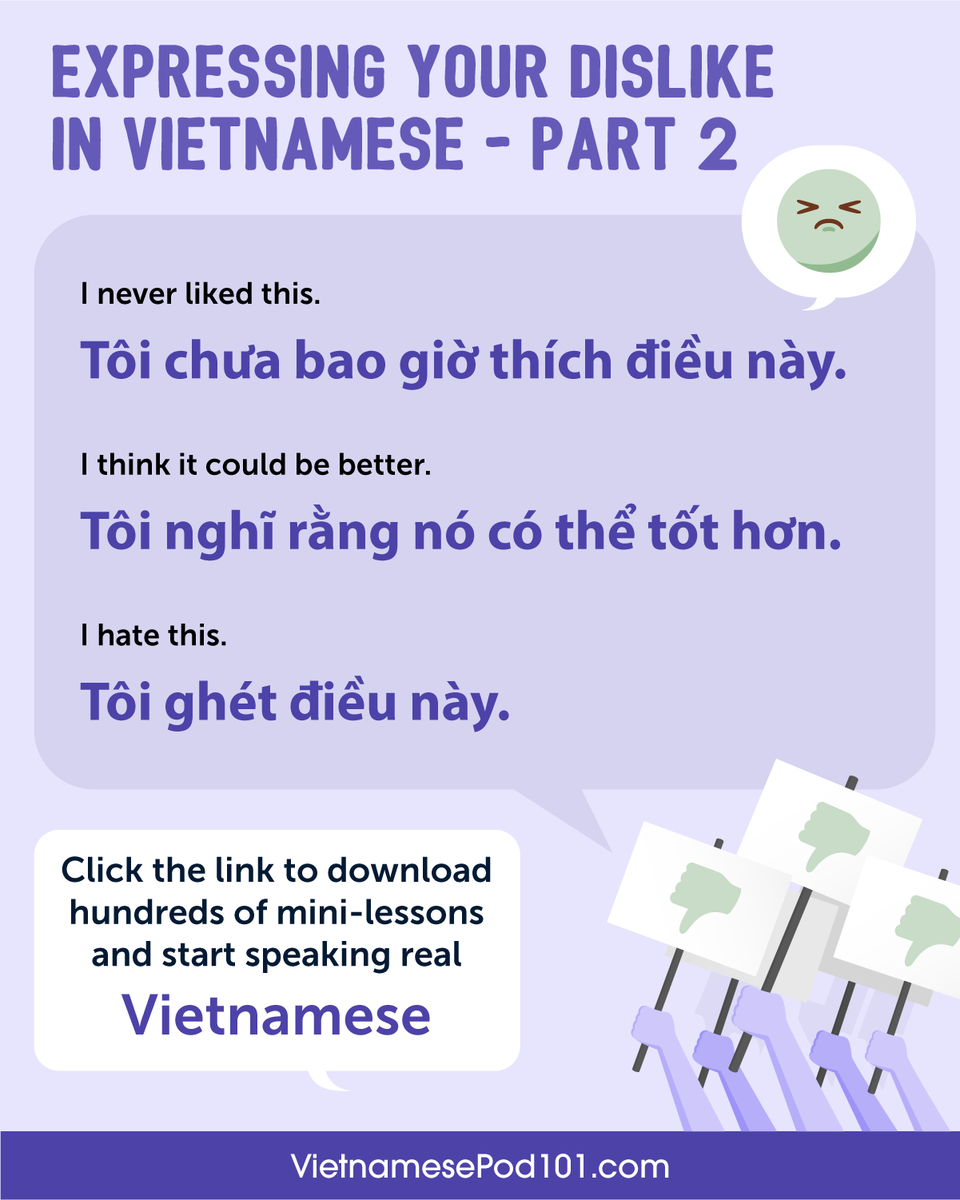 Expressing Dislike in Vietnamese 😡 PS: Get the best FREE Vietnamese online resources, just click here bit.ly/3KE8MjY